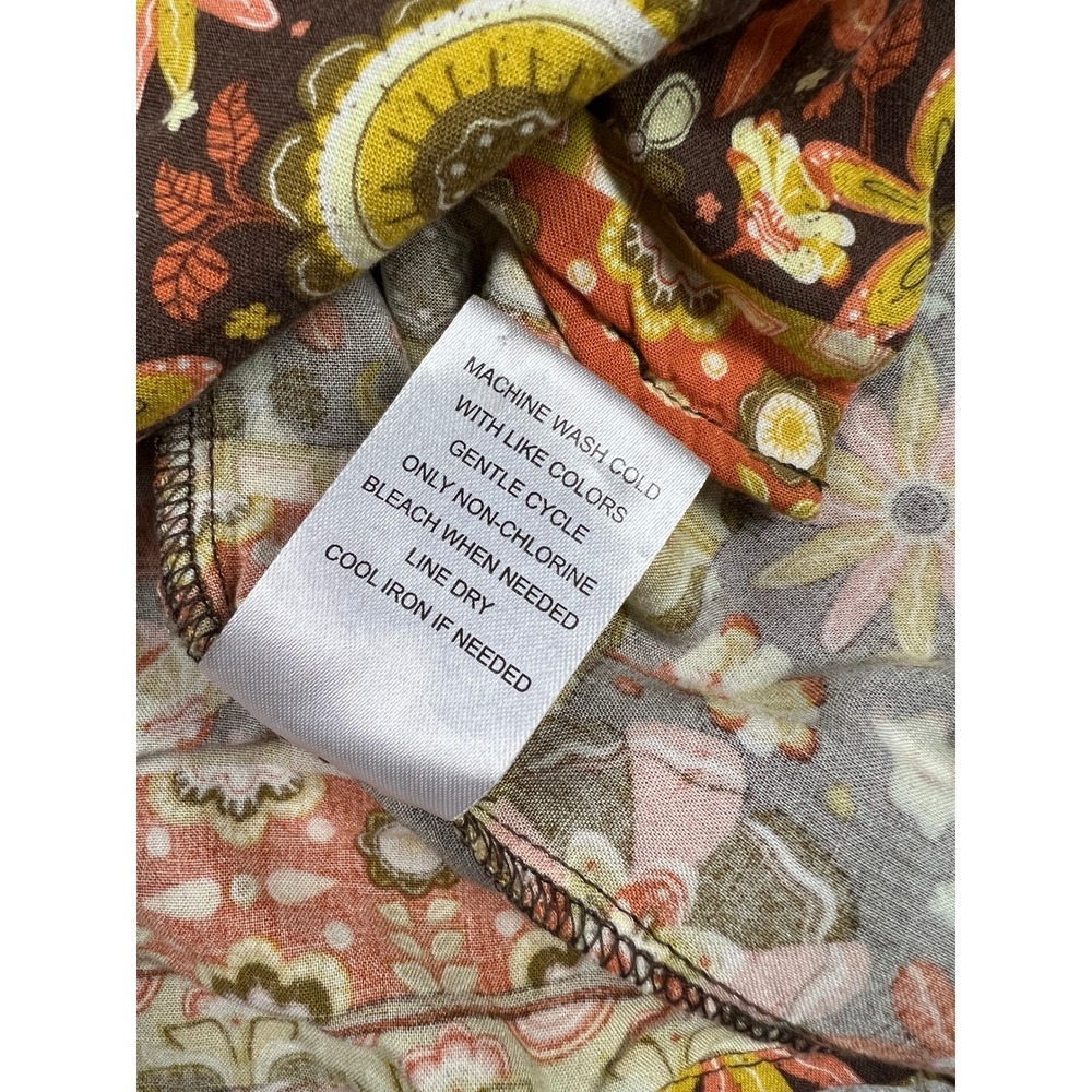 Earthbound Trading Co Shirt Mens Small Brown Floral 70s Retro Rayon Button Down - Picture 8 of 12